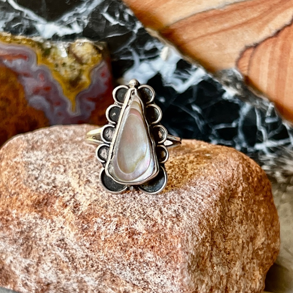 Triangle Design Abalone Shell Ring - image 1